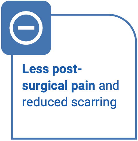 Less post-surgical pain and reduced scarring