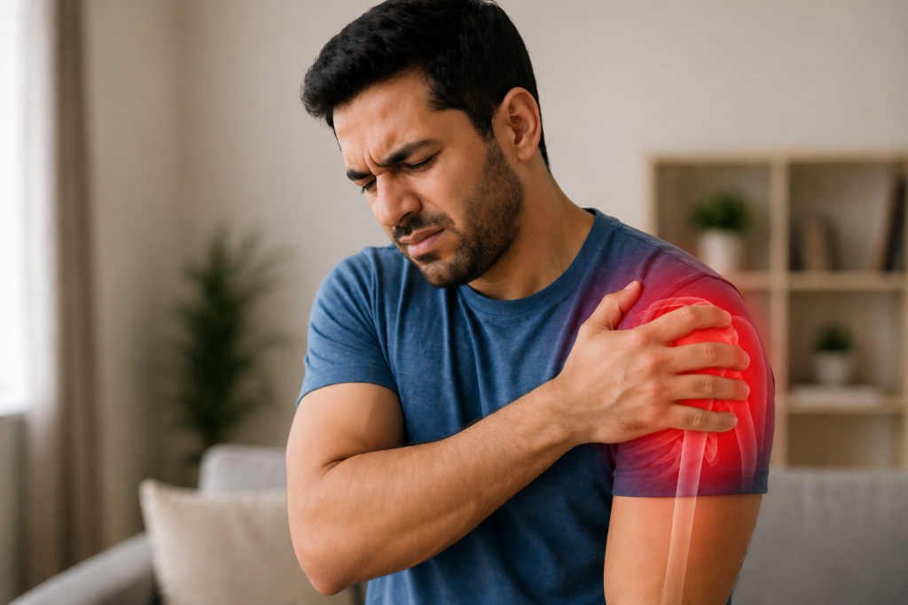 Ignoring shoulder pain causing inflammation and discomfort in shoulder joint