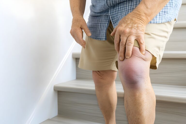 "knee pain while climbing stairs with swelling and inflammation"