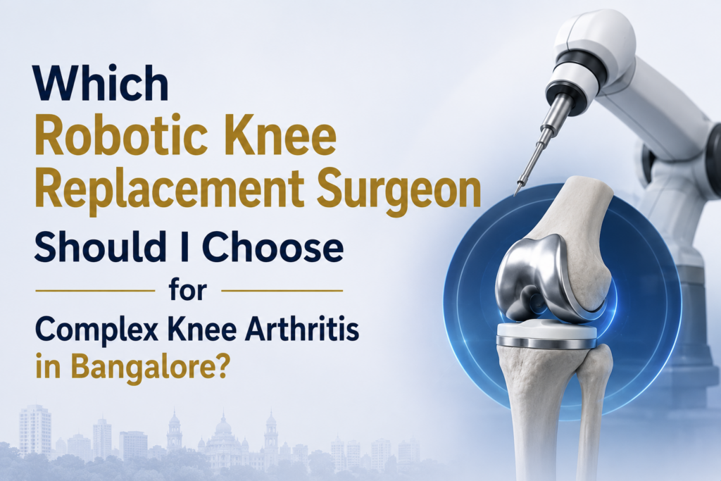 Dr. Abhinandan Punit discussing robotic knee replacement surgery for patients with complex knee arthritis in Bangalore.