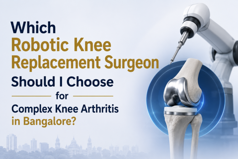 Dr. Abhinandan Punit discussing robotic knee replacement surgery for patients with complex knee arthritis in Bangalore.