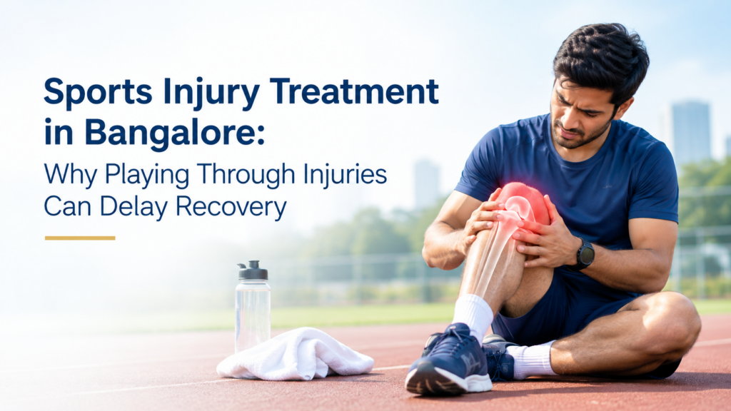 sports injury treatment in Bangalore, sports injury specialist Bangalore, knee injury treatment, sports injuries, knee pain in athletes, sports injury recovery, orthopedic sports medicine, ligament injury treatment, ACL injury, meniscus tear, knee injury rehabilitation, sports injury prevention, orthopedic surgeon in Bangalore, sports injury care, athlete knee pain